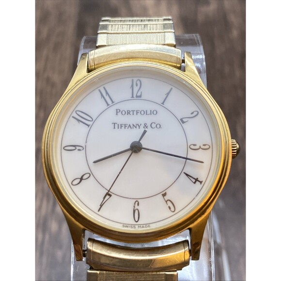 Tiffany & Co. Other - Tiffany & Co Gold 33 mm Portfolio Men’s Watch 10K Gold Caps Working